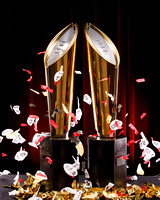 National Championship Trophies with Confetti
